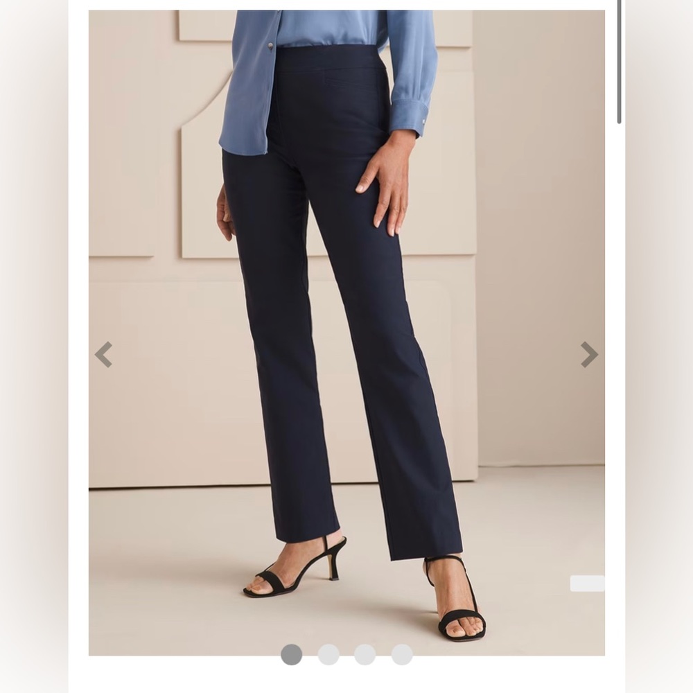 Chico’s Size 2R US Size 12R So Slimming Brigitte Slim Leg Navy Trousers Pants